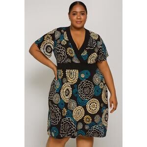 Boho Floral Wrap Dress V-Neck Short Sleeve Casual & Chic -Lane Bryant size 18-20